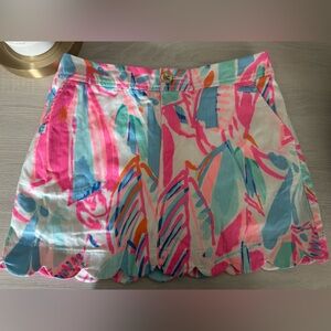 Lilly Pulitzer mini skort skirt shorts 00 Colette Scallop Hem Out to Sea